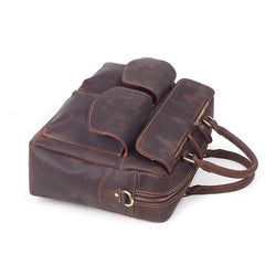 Vintage Brown Leather Men's 15'' Computer Briefcase Handbag Professional Briefcase For Men - imessengerbags