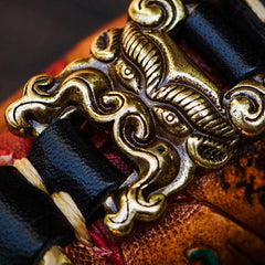 Handmade Leather Tooled Carp Mens Chain Biker Wallet Cool Leather Wallet Long Phone Wallets for Men