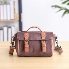 Canvas Leather Mens Womens Green Portable Side Bag Khaki Messenger Bag Small Courier Bag For Men - imessengerbags