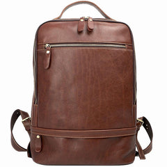 Brown Cool Leather Mens School Backpack College Backpack Computer Backpack For Men - imessengerbags