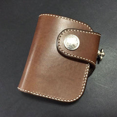 Handmade Leather Biker Wallet Mens Cool Short Chain Wallet Trucker Wallet with Chain - imessengerbags