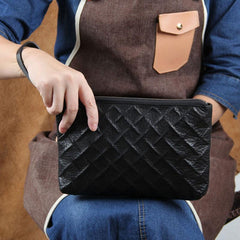 Genuine Leather Mens Clutch Cool Slim Wallet Zipper Clutch Wristlet Wallet for Men