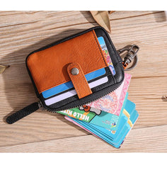 Leather Mens Card Wallets Cool Small Zipper Card Wallet Key Wallet with Belt Clip For Men