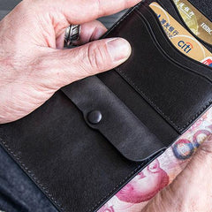 Genuine Leather Mens Cool billfold Leather Wallet Men Small Wallets Bifold for Men - imessengerbags