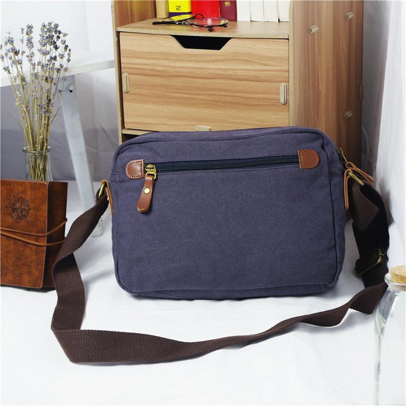 Black Leather Mens Tablet Messenger Bag Small Side Bag Black Shoulder