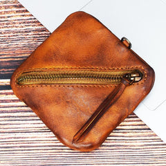 Vintage Small Leather Men's Coin Holder Change Wallet Change Holder For Men - imessengerbags