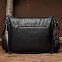 Fashion Black Mens Leather 11 inches Mens Messenger Bags Courier Bag for Men