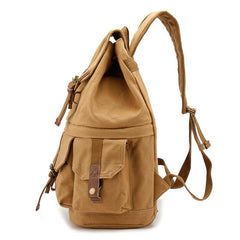 Khaki CANVAS WATERPROOF Womens 15'' MENS BACKPACK LARGE School Backpack Hiking Backpack FOR MEN - imessengerbags