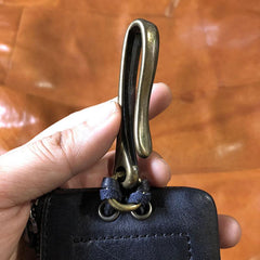 Handamde Genuine Leather Mens Cool Key Wallet Card Slim Wallet Key Holder Car Key Case for Men - imessengerbags