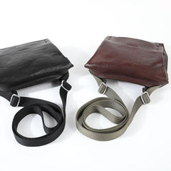 Casual Black Leather Mens Vertical Side Bag Messenger Bag Cool Brown Postman Bag Courier Bag for Men - imessengerbags