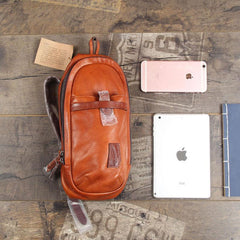 Genuine Leather Mens Cool Chest Bag Sling Bag Crossbody Bag Travel Bag Hiking Bag for men - imessengerbags