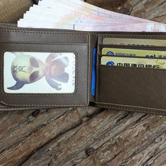 Handmade Leather Mens Cool Slim Leather Wallet Men billfold Wallets Bifold for Men - imessengerbags