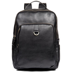 Casual Black Mens Leather 15-inch Computer Backpack Coffee Satchel Backpack School Backpacks for men - imessengerbags