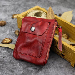 Vintage Brown Leather Men's Coin Wallet Black Small billfold Wallet For Men - imessengerbags
