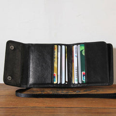 Genuine Leather Mens Cool billfold Leather Wallet Men Small Wallets Trifold for Men - imessengerbags