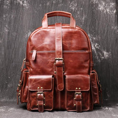 Cool Leather Mens 15inch Computer Bag Satchel Backpacks Travel Backpack Backpack for Men - imessengerbags