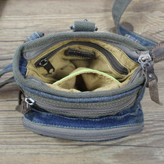 Blue Denim Mens Casual Small Vertical Messenger Bag Jean Belt Bag Belt Pouch For Men - imessengerbags