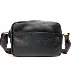 Black Leather Mens Casual Small Courier Bags Messenger Bags Gray Postman Bag For Men - imessengerbags