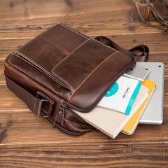 Cool Brown Leather Men's Small Vertical Messenger Bag Brown Small Side Bag For Men - imessengerbags