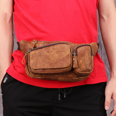 Badass Leather Fanny Pack Men's Brown Hip Bag Bum Bag Waist Bag For Men