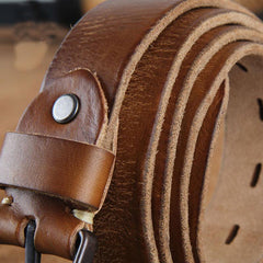 Genuine Leather Punk Rock Biker Trucker Mens Belt Men Black Coffee Belt for Men - imessengerbags