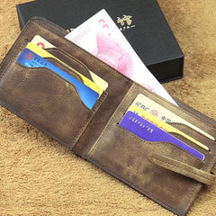 Handmade Mens Cool billfold Leather Wallet Men Small Slim Wallets Bifold for Men - imessengerbags