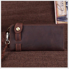 Cool Leather Long Biker Wallet for Men Bifold Biker Chain Wallet Long Chain Wallet For Men - imessengerbags