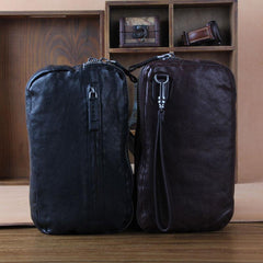 Handmade Genuine Leather Mens Cool Long Leather Wallet Zipper Clutch Wristlet Wallet for Men - imessengerbags