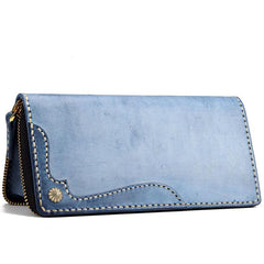 Handmade Leather Mens Clutch Wallet Cool Takahashi Wallet Long Zipper Wallets for Men - imessengerbags