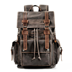 Cool Canvas Mens Vintage Large Black Backpack Computer Khaki Backpack Travel Backpack Hiking Backpackfor Men - imessengerbags