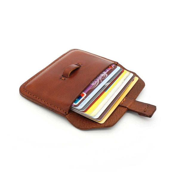 Handmade Leather Mens Front Pocket Wallet Card Wallets Small Change Wallets for Men - imessengerbags