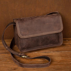 Cool Dark Brown Mens Leather 8inches Small Courier Bag Side Bags Messenger Bags for Men - imessengerbags