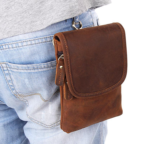 Cool Mens Leather Barrel Belt Pouch Mini Shoulder Bag Waist Bag Belt P –  iwalletsmen