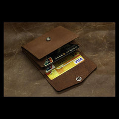Handmade Leather Mens Cool Short Wallet Card Holder Small Card Slim Wallets for Men