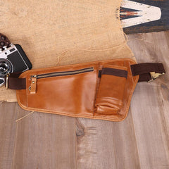 Vintage Cool Brown Leather Men's Chest Bag Sling Bag One Shoulder Backpack For Men