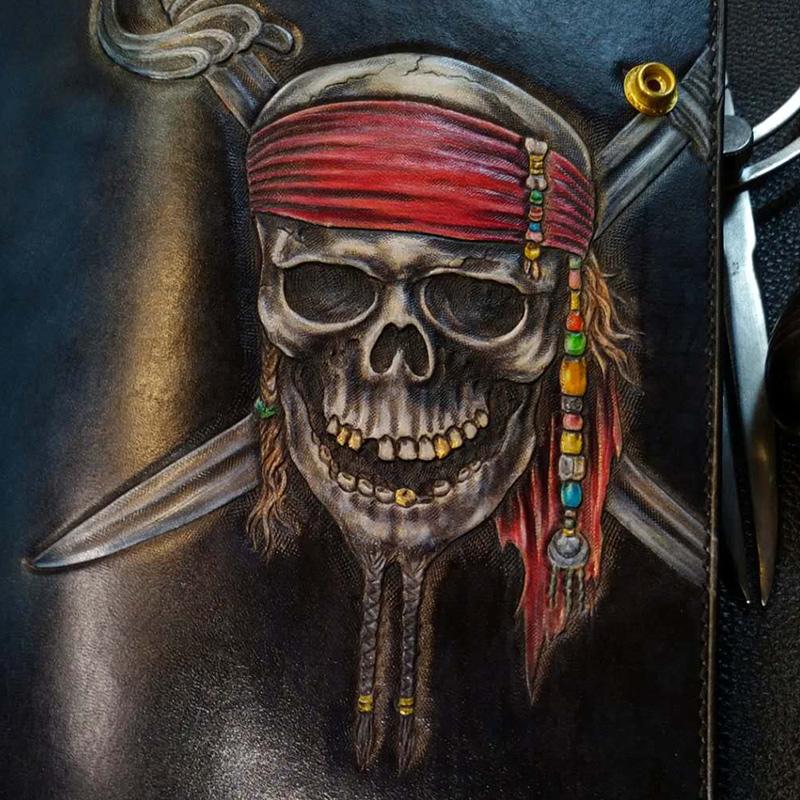 Badass Leather Men's Pirate Skull Long Biker Wallet Handmade Tooled Bi –  imessengerbags