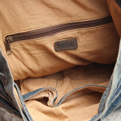 Denim Blue Mens Womens Large Barrel Backpack Laptop Backpack Bucket Jean Travel Backpacks For Men