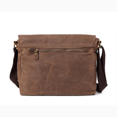 Casual Waxed Canvas Leather Brown Men's Side Bag Shoulder Bag Messenger Bag For Men - imessengerbags