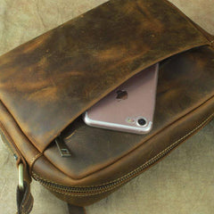 COOL Vintage Brown LEATHER MENS Small Side Bag Messenger Bag for Men - imessengerbags