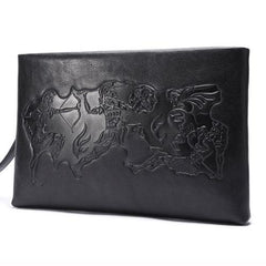 Genuine Leather Mens Urban Cohort Clutch Cool Slim Wallet Zipper Clutch Wristlet Wallet for Men