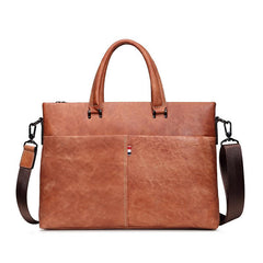 Brown Leather Men 13 inches Vintage Briefcase Handbag Gray Brown Laptop Handbag Side Bag For Men - imessengerbags