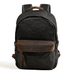 Cool Canvas Leather Mens Green Backpack Computer Backpack Black Travel Backpack for Men - imessengerbags