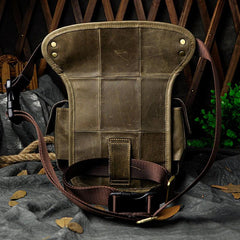 Biker Mens Leather Drop Leg Bag Waist Bag Side Bag Belt Pouch Pack for Men - imessengerbags