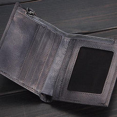 Handmade Mens Cool billfold Leather Wallet Men Small Slim Wallets Bifold for Men - imessengerbags