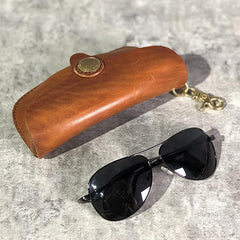 Handmade Mens Cool Brown Leather Glasses Case Glasses Box Black Glasses Holder Sunglasses Case for Men - imessengerbags