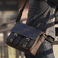 Handmade Leather Mens Cool Shoulder Bag Messenger Bag Chest Bag Bike Bag Cycling Bag for men - imessengerbags