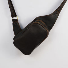 Black Coffee Leather Mens Sling Bag Sling Shoulder Bag Sling On Shoulder Backpack for men - imessengerbags