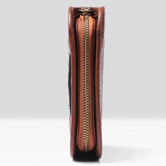 Handmade Mens Cool billfold Leather Wallet Men Small Zipper Wallets Bifold for Men - imessengerbags