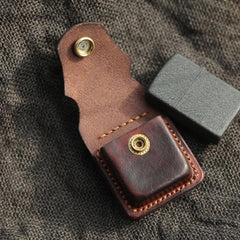 Cool Leather Mens Zippo Lighter Cases With Belt Loop Standard Coffee Zippo Lighter Holders For Men