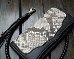 Handmade Leather Tooled Black Mens Clutch Wallet Cool Wallet Long Wallets for Men - imessengerbags